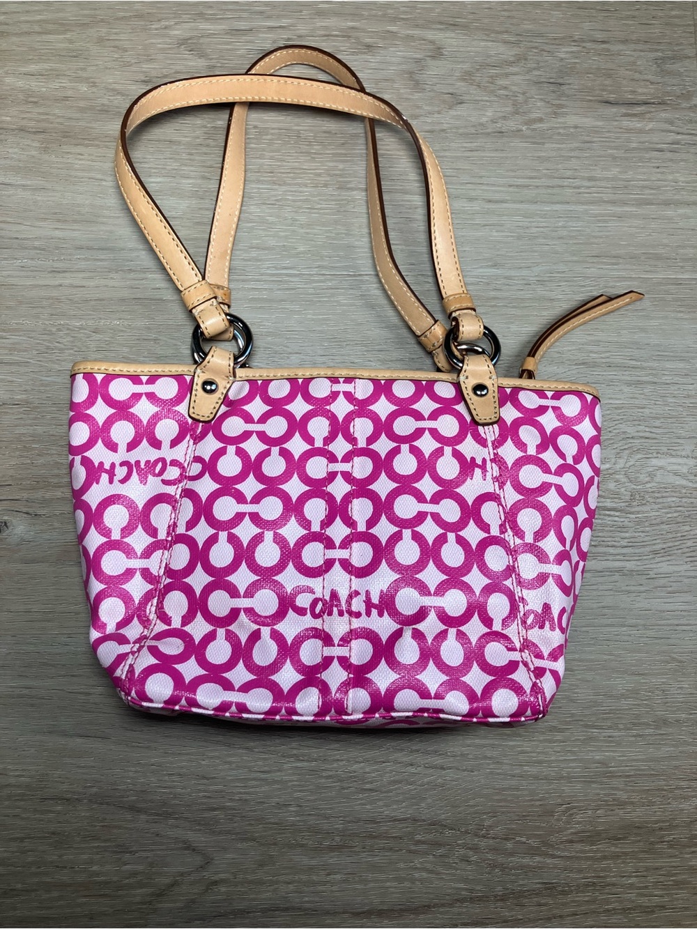 Coach Leah Op Art Signature Coated tote, bag, purse iconic "Op Art" - Picture 3 of 9
